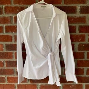 Express Wrap Long Sleeve Front Tie Blouse Med